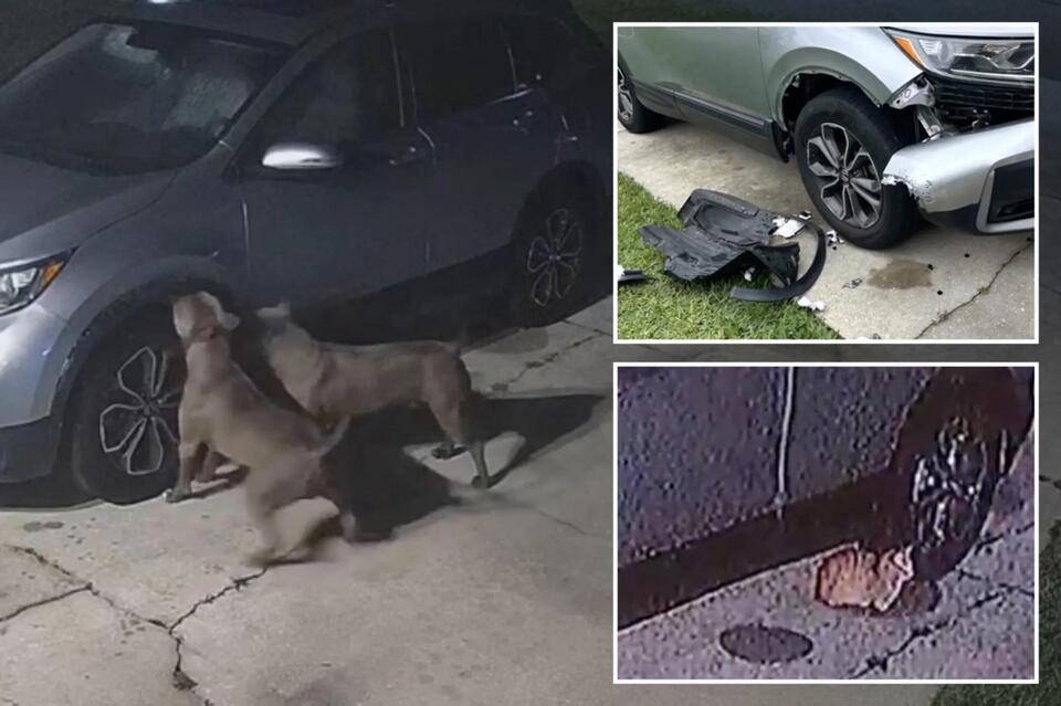 Dogs cause $3,000 in damage after tearing apart car while chasing cat ...