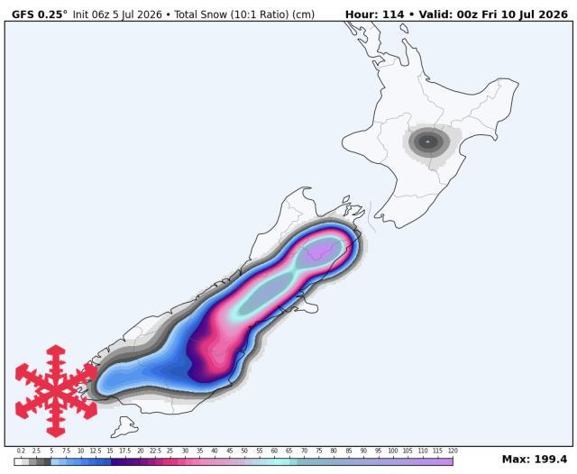 SnowBrains Forecast: 1 Meter-Plus for Canterbury and Mackenzie, New Zealand