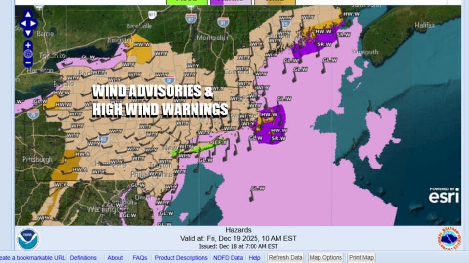 Damaging winds possible across Pennsylvania New York & New Jersey ...
