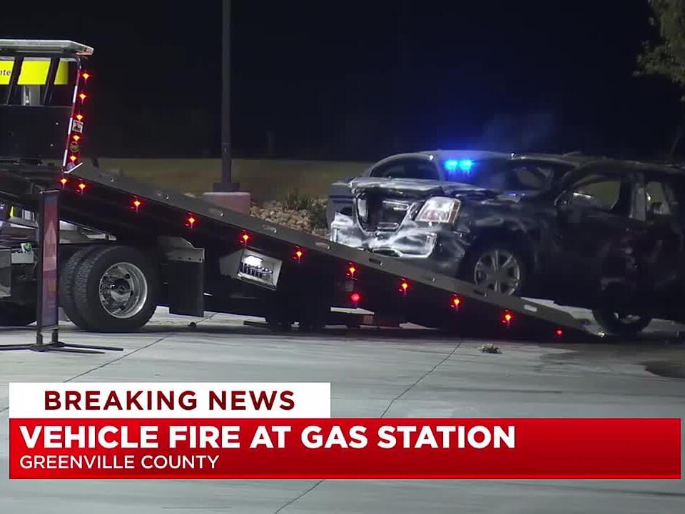 Vehicle fire reported at gas station in Greenville