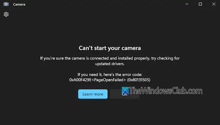 Can’t start your camera, Error 0xA00F429E (0x80131505) - NewsBreak
