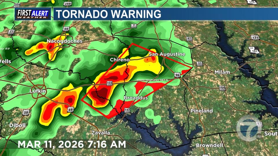 Tornado warning cancelled for East Central Nacogdoches County - NewsBreak