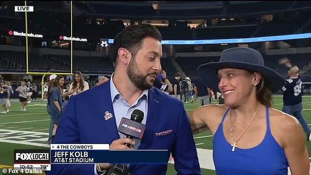 Hilarious moment Cowboys reporter interrupted by female admirer live on ...