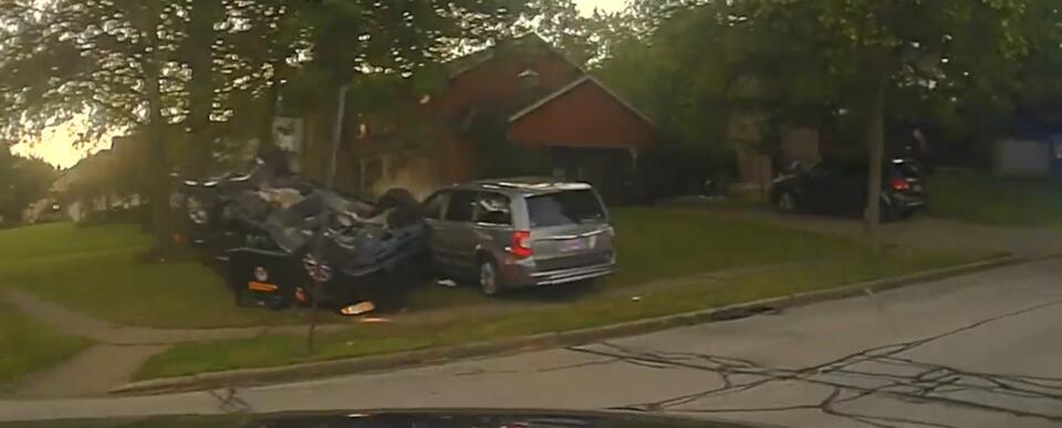 Police chase stabbing suspect across Stow golf course before crash, arrest