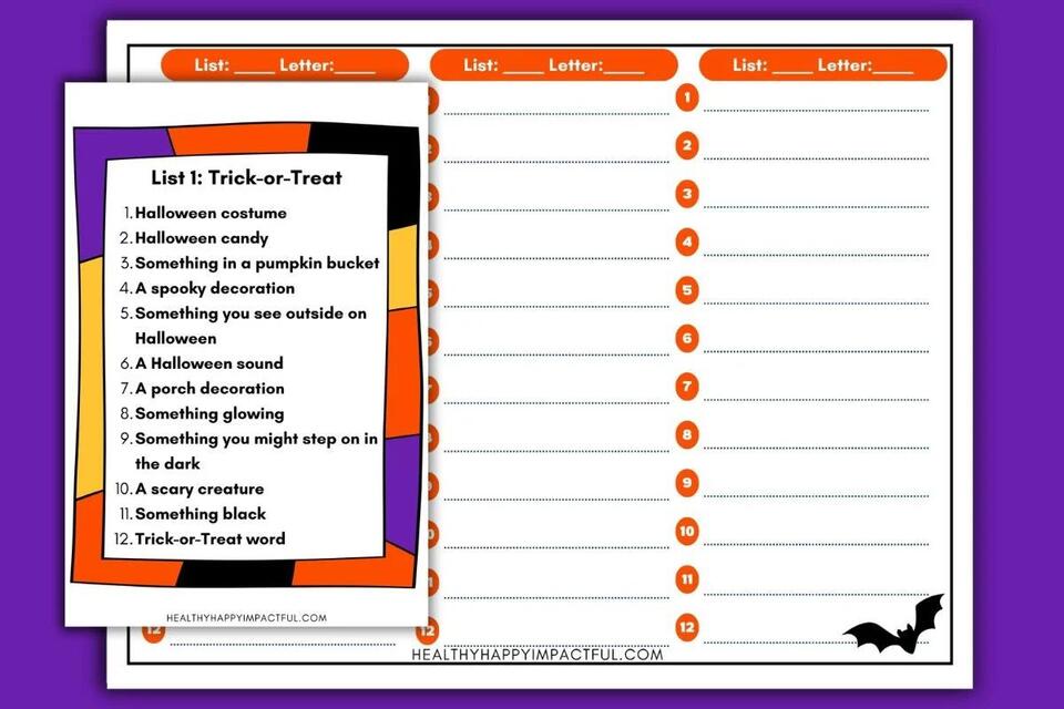 Halloween Categories Game (+Free Printable Answer Sheet)