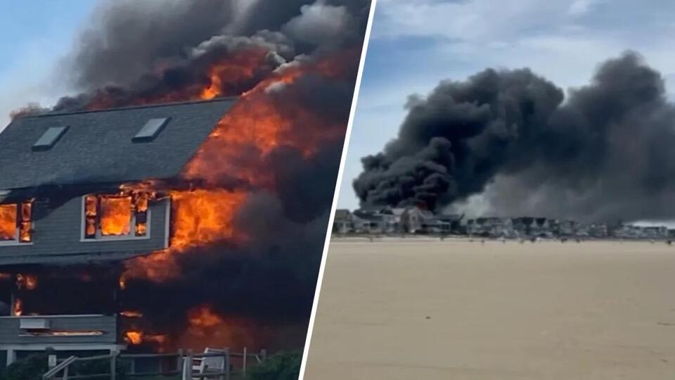 Thick, black smoke billows into sky from Wells Beach house fire - NewsBreak