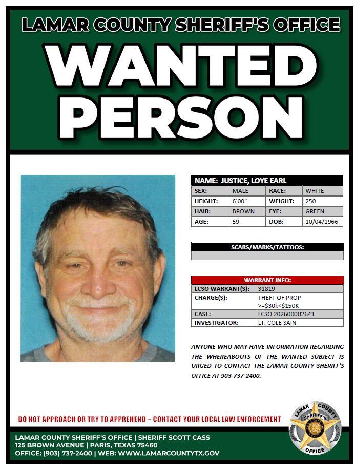 Lamar County Deputies Searching For Man Wanted For Felony Theft