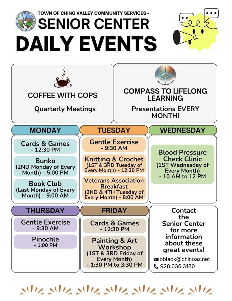 Ongoing Events at Chino Valley Senior Center - NewsBreak
