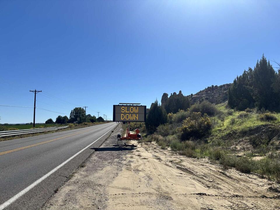 Portable warning sign placed on County Road 5500 - NewsBreak