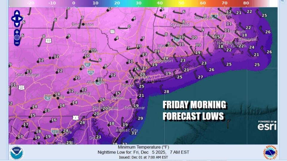 Bitter cold Friday morning Pennsylvania New York New England single ...