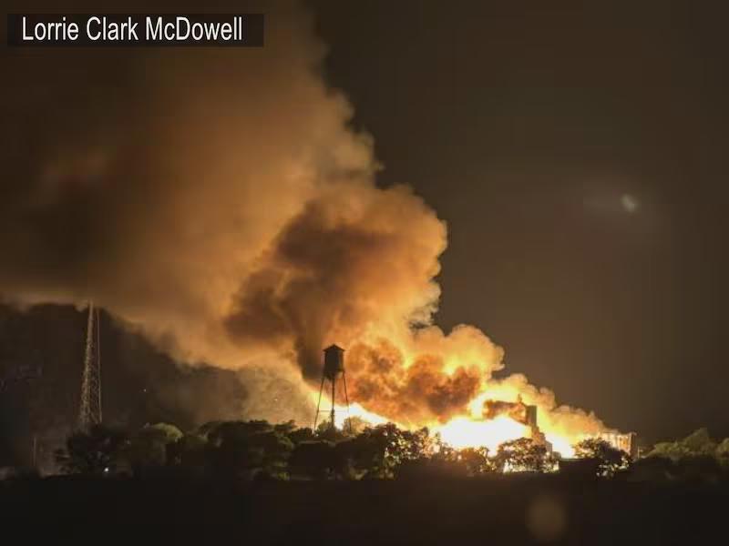 Fire crews from multiple counties fight major blaze at former cotton gin in Itasca