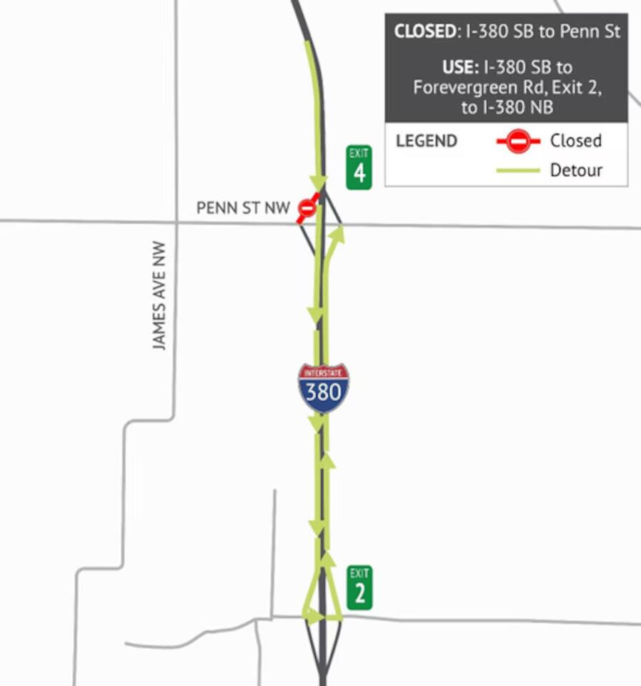 Traffic Alert: Overnight I-380 ramp closures - NewsBreak