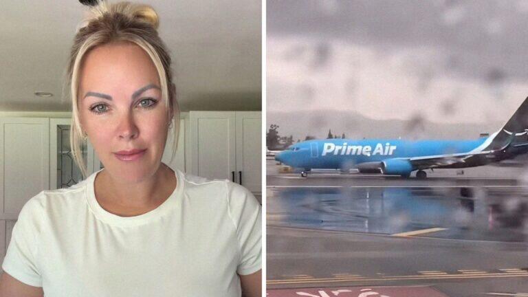 Woman’s plane gets grounded due to weather. Then she looks out her window and sees an Amazon plane