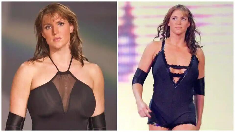 Stephanie McMahon looking shocked and embarrassed