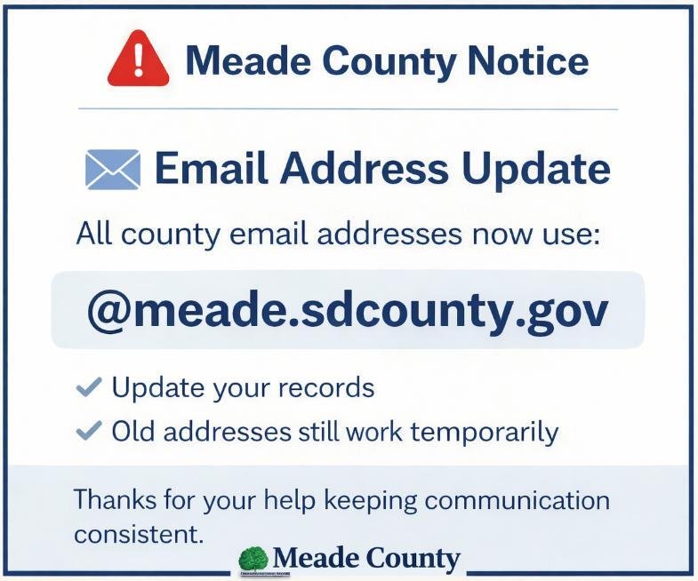 ⚠️ Meade County switches to new .gov email addresses - NewsBreak