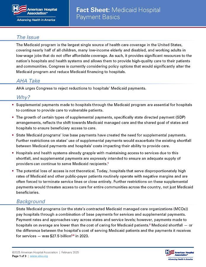 Fact Sheet: Medicaid Hospital Payment Basics - NewsBreak