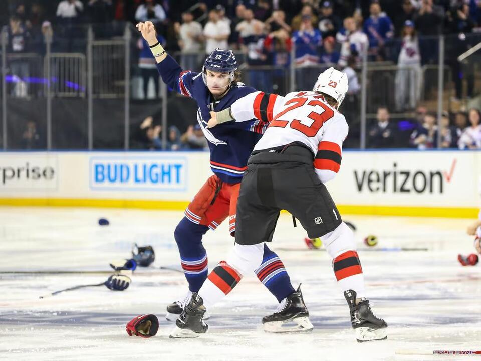 Matt Rempe, Rangers open game vs. Devils in wild line brawl