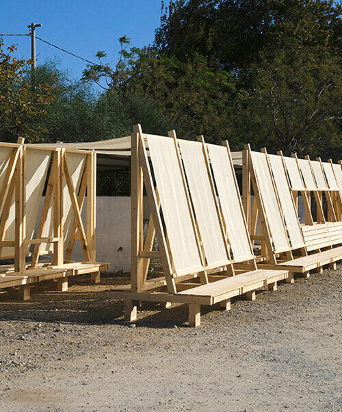 modular timber framing and textile canopies compose open-air civic ...