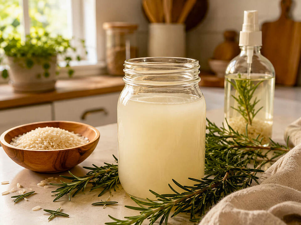Rosemary Rice Water Recipe – A Natural Rinse for Healthy, Shiny Hair