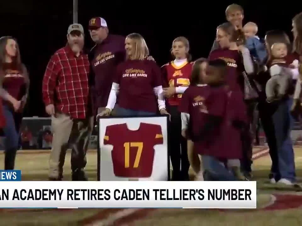 Academy retires late football player Caden Tellier’s number