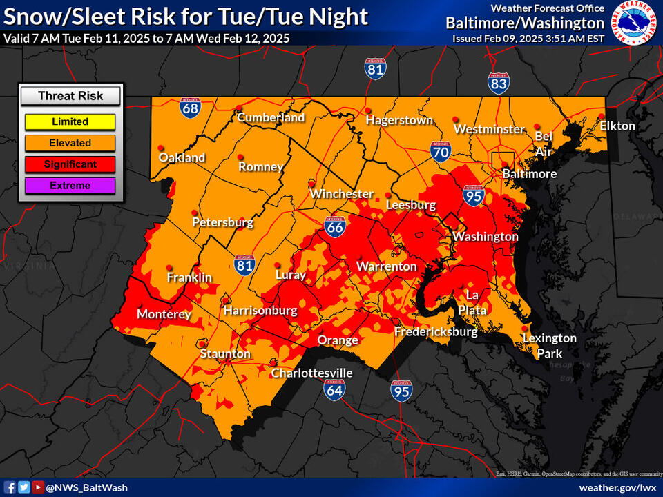 ‘Significant Snow Risk’ Ahead of Potential Winter Storm on Tuesday ...