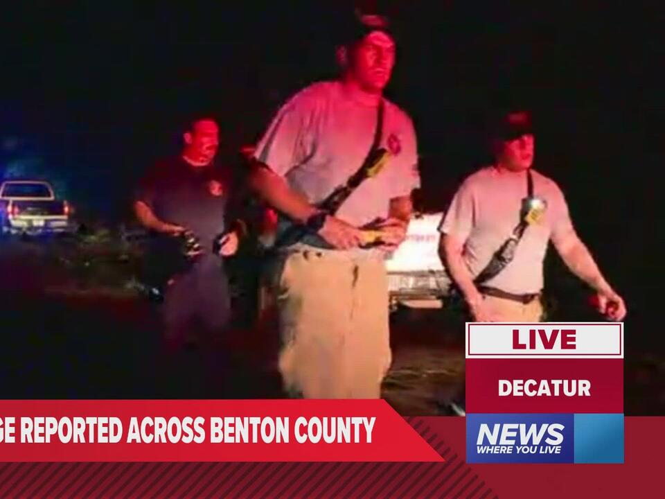 Possible tornado damage reported near Decatur, Arkansas