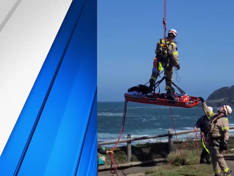 Trapped hiker rescued from rising tide at Devils Punch Bowl by rope team