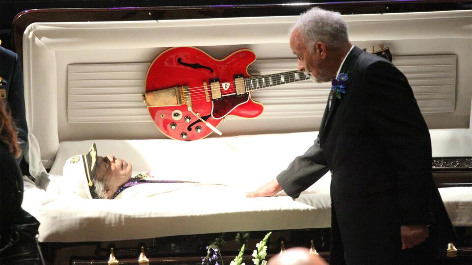 Chuck Berry was buried with an electric guitar