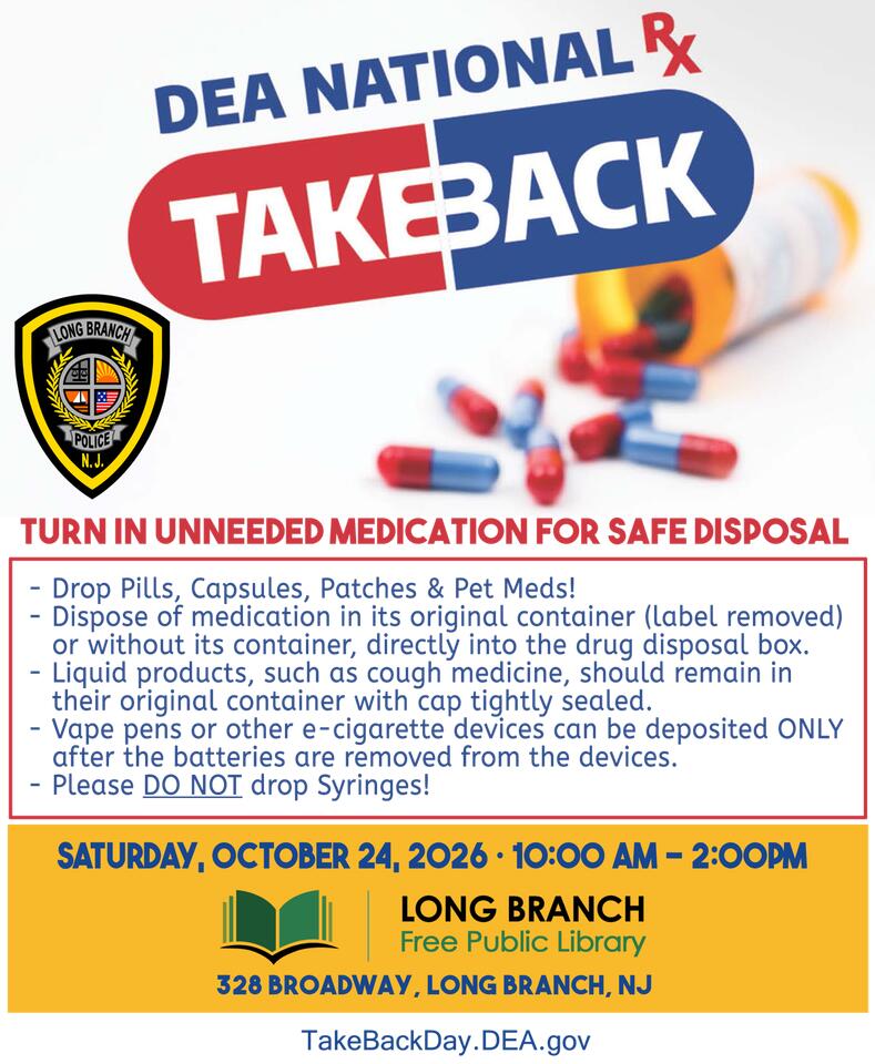 💊 Drug Take Back Day at Long Branch Library Oct. 24 - NewsBreak