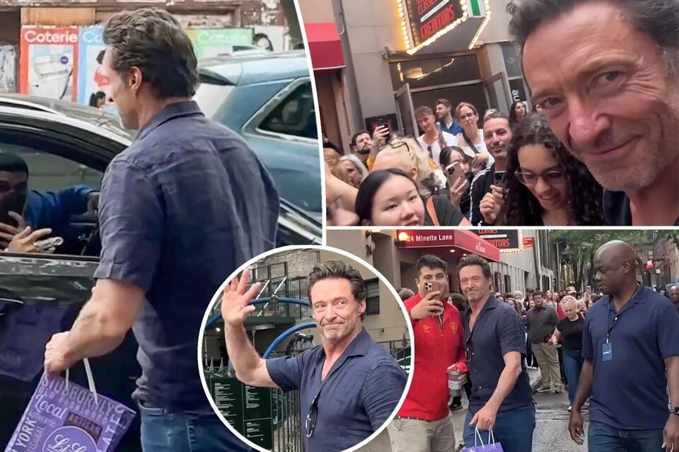 Watch Hugh Jackman jump into stranger’s car to escape chaotic mob of ...