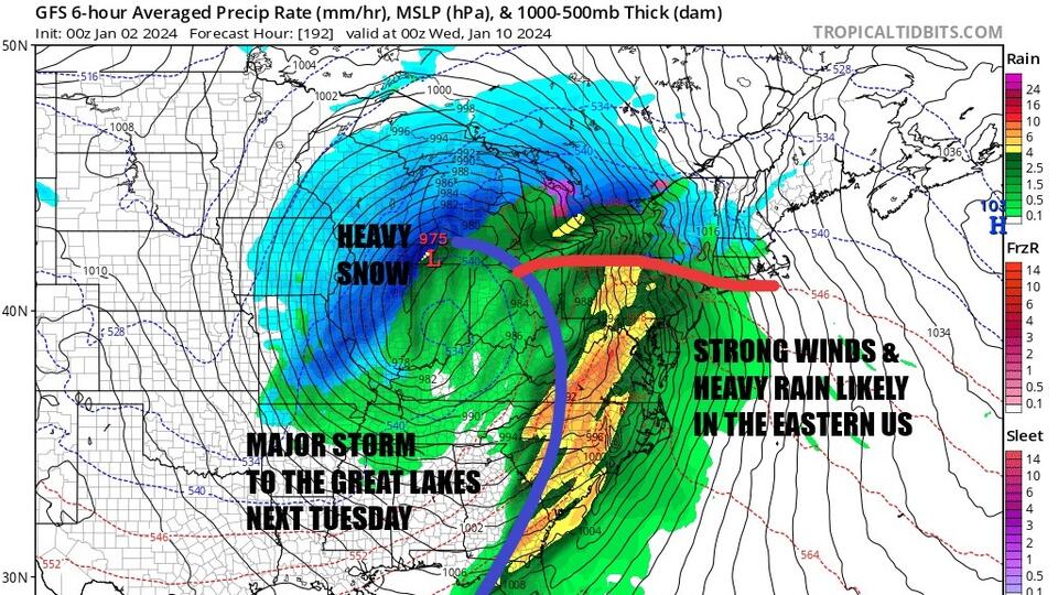 Major Storm Mississippi Valley to East Coast, heavy rain, blizzard ...