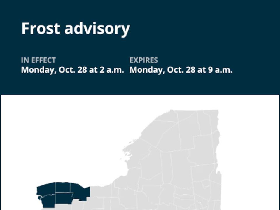 NY weather Frost advisory issued for New York for Monday