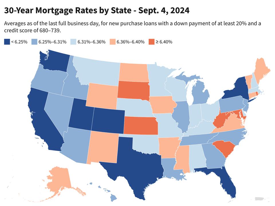 Today's Mortgage Rates by State Sept. 4, 2024