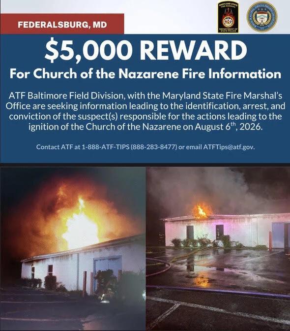 Federalsburg church fire ruled arson; $5,000 reward offered - NewsBreak