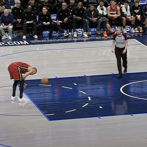 Female Referee Hits HEAT Tyler Herro in the Balls at Free Throw Line ...