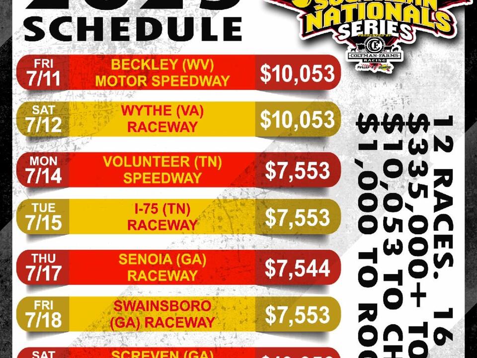 Schaeffer’s Oil Southern Nationals Series Unveils 2025 Schedule