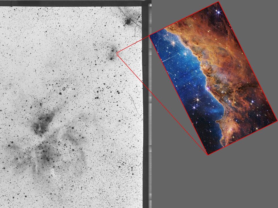 Sidebyside photographic glass plates and James b images show how