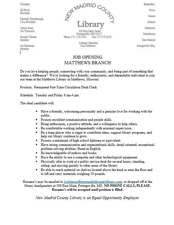 Matthews Library now hiring new staff member - NewsBreak