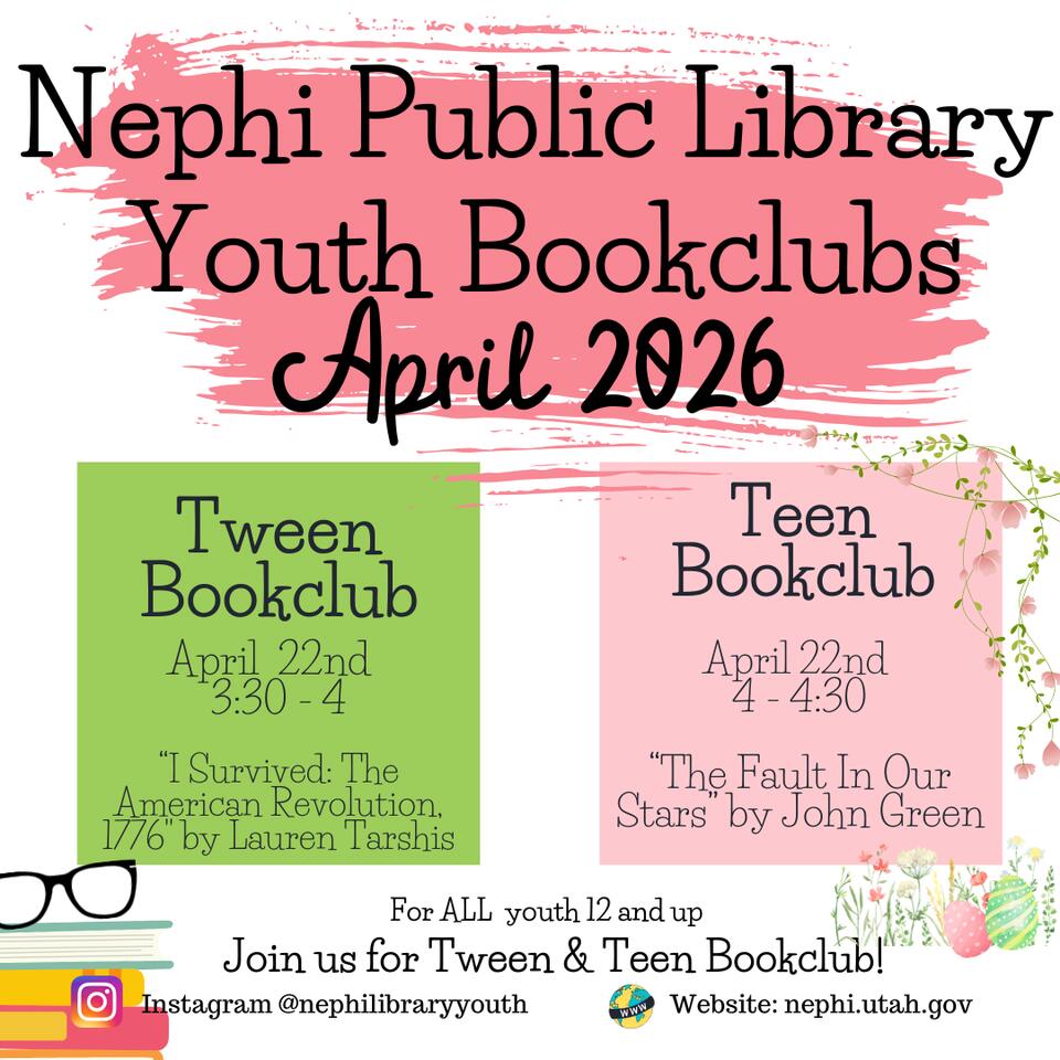 📚 Tween & Teen Bookclub at Nephi Library April 22 - NewsBreak