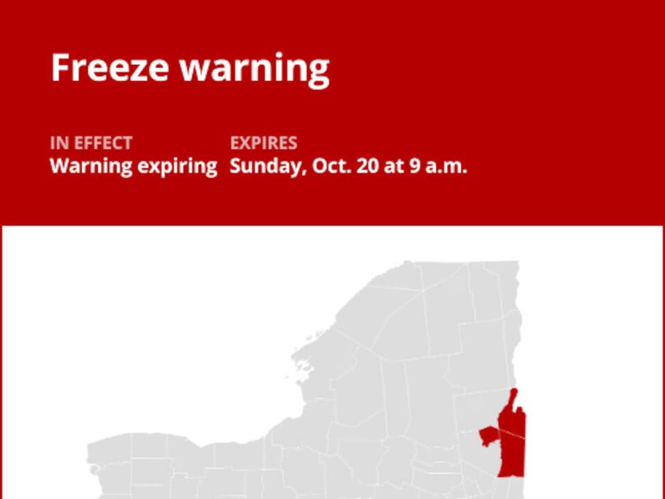 NY weather update The freeze warning is predicted to expire at 9 a.m.