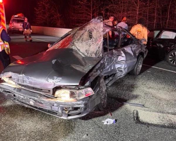 Baltimore County Fire Department engine struck while responding to I-95 ...