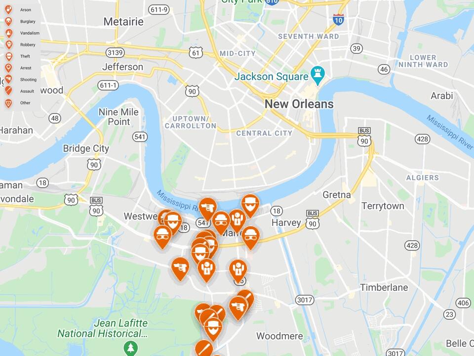 Marrero crime map check your neighborhood safety