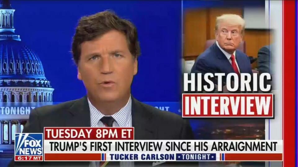 Tucker Carlson Scores First Post-Arrest Interview With Trump - NewsBreak