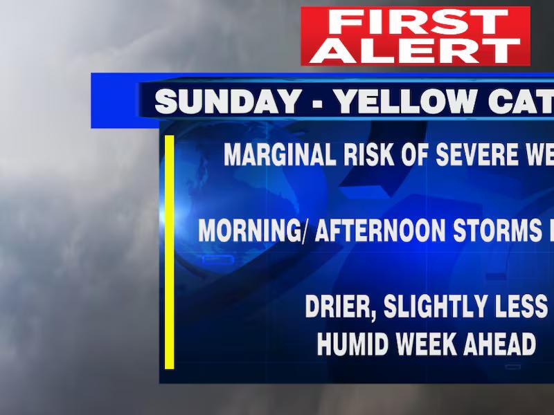 Sunday First Alert Weather Day as Cold Front Arrives