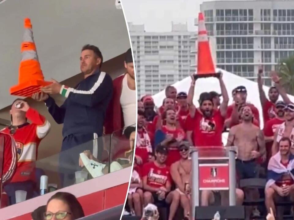 Panthers’ Aaron Ekblad trolls Brooks Koepka at parade after traffic cone jab