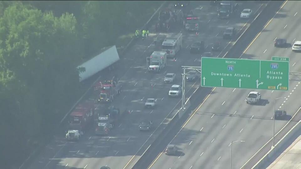 Multiple lanes closed on I-75 south in Clayton County after tractor ...