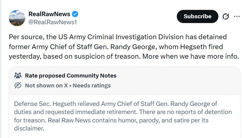 Fact Check: Former U.S. Army Chief Of Staff Gen. Randy George Has NOT ...