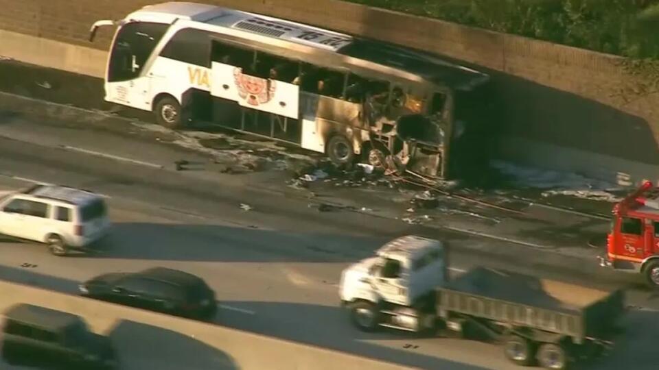 Woman killed in 60 Freeway bus fire in Hacienda Heights identified