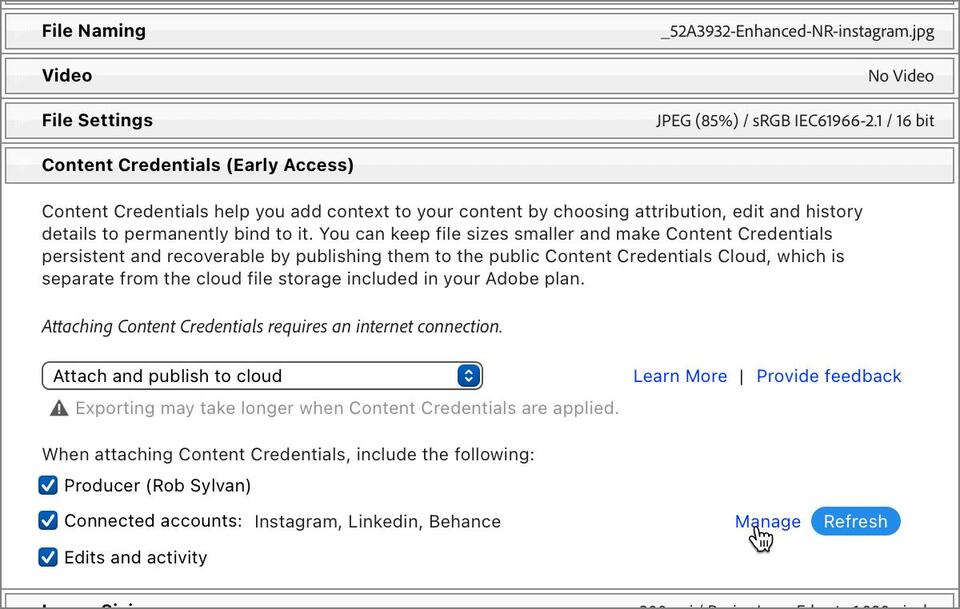 Applying Content Credentials on Export - NewsBreak