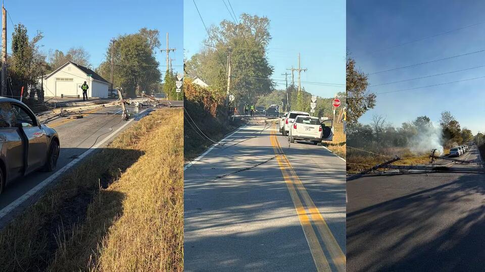 Downed power lines, vehicle fire prompts road closure in Middle ...